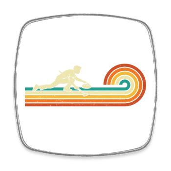 Retro Curler Sliding Curling Wintersport - Viereckiger Kühlschrankmagnet - Weiß - Vorne