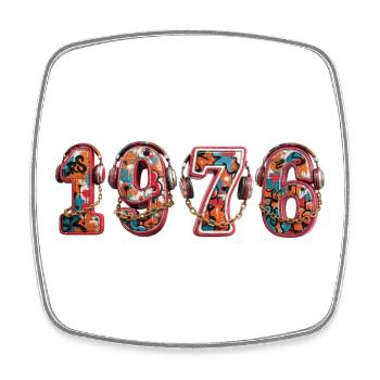 Vintage 1976 - Viereckiger Kühlschrankmagnet - Weiß - Vorne