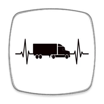 Truck Heartbeat Truck Driver Truck - Square fridge magnet - white - Front