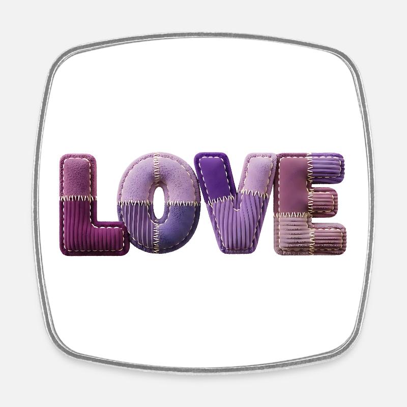 J’adore le look patchwork en tissu 3D en lettres - Magnet carré - blanc