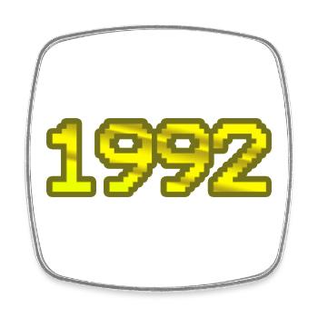 1992 - Viereckiger Kühlschrankmagnet - Weiß - Vorne