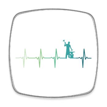 blacksmith hammer heartbeat metalworker - Square fridge magnet - white - Front