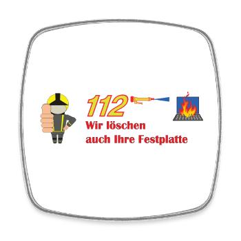 Wir löschen auch ihre Festplatte - Feuerwehr - Viereckiger Kühlschrankmagnet - Weiß - Vorne