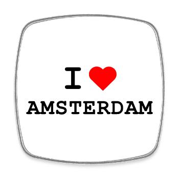 Ich liebe Amsterdam - I love Amsterdam - Viereckiger Kühlschrankmagnet - Weiß - Vorne