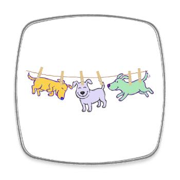 T-shirt pour chien, idée cadeau drôle de corde à linge - Magnet carré - blanc - Devant
