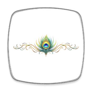 Pfauenfeder Ornament Boho Symmetrisch - Viereckiger Kühlschrankmagnet - Weiß - Vorne