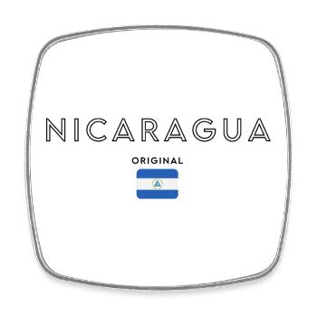 Drapeau nicaraguayen, design minimaliste élégant - Magnet carré - blanc - Devant
