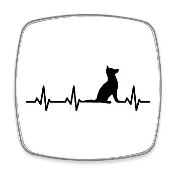 Dog ECG Heart Line - Square fridge magnet - white - Front