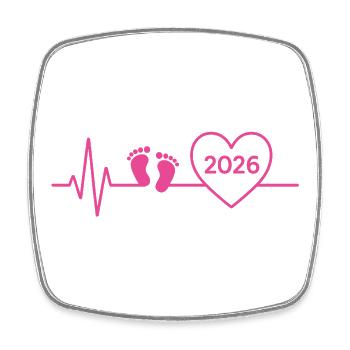Baby 2026 Baby werdende Mutter angekündigt - Viereckiger Kühlschrankmagnet - Weiß - Vorne