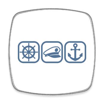 Plaisancier Capitaine Bateau Ancre Marin - Magnet carré - blanc - Devant