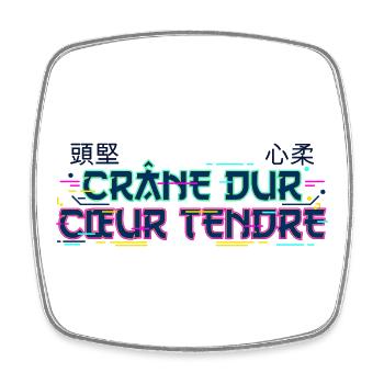 Cyber Japan - Crâne dur Cœur tendre - Magnet carré - blanc - Devant