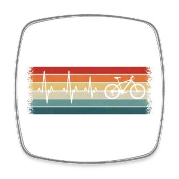 Rétro Cyclisme Heartbeat Vélo Cycliste VTT  - Magnet carré - blanc - Devant