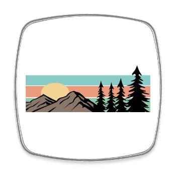 Camping Wald Berg Retro  - Viereckiger Kühlschrankmagnet - Weiß - Vorne