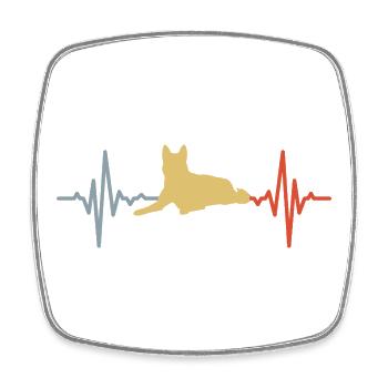 Dog Heart Line Vintage Look - Square fridge magnet - white - Front
