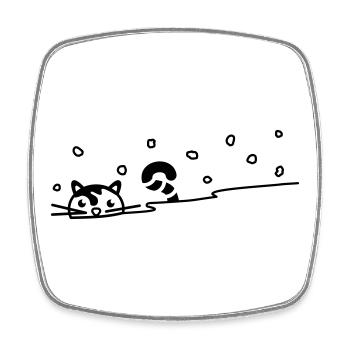 Cute cat in the snow - Square fridge magnet - white - Front