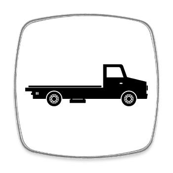 Camion à plateau - Magnet carré - blanc - Devant