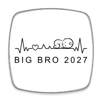 Big Bro 2027 Baby Heartbeat Schwangerschaftsankündigung - Viereckiger Kühlschrankmagnet - Weiß - Vorne