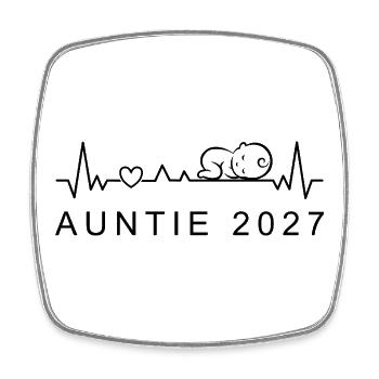 Tante 2027 Baby Heartbeat Schwangerschaftsankündigung - Viereckiger Kühlschrankmagnet - Weiß - Vorne