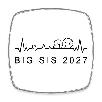Big Sis 2027 Baby Heartbeat Schwangerschaftsankündigung - Viereckiger Kühlschrankmagnet - Weiß - Vorne