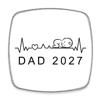 Future Dad 2027 Heartbeat Announcement Pregnancy - Square fridge magnet - white - Front