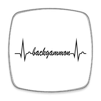 Backgammon | Brettspiel | Herzkurve EKG Puls - Viereckiger Kühlschrankmagnet - Weiß - Vorne
