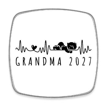 Zukünftige Großmutter 2027 Herzschlag-Baby-Ankündigung - Viereckiger Kühlschrankmagnet - Weiß - Vorne