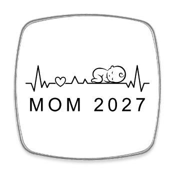 Annonce de grossesse sur le battement de cœur du bébé 2027 - Magnet carré - blanc - Devant