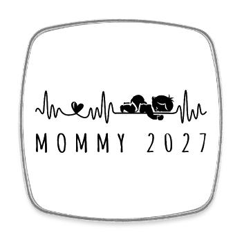 Zukünftige Mama 2027 Heartbeat Schwangerschaftsankündigung - Viereckiger Kühlschrankmagnet - Weiß - Vorne