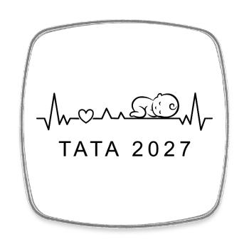 Future Tata 2027 Battement Cœur Annonce Grossesse - Viereckiger Kühlschrankmagnet - Weiß - Vorne