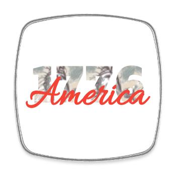 1776 America Script Overlay - Viereckiger Kühlschrankmagnet - Weiß - Vorne