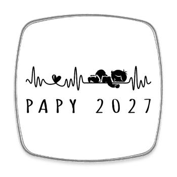 Futur Papy 2027 Battement de Cœur - Viereckiger Kühlschrankmagnet - Weiß - Vorne