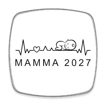 Futura Mamma 2027 Battito Cardiaco Gravidanza - Viereckiger Kühlschrankmagnet - Weiß - Vorne