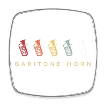Baritone Horn Retro Brass Band Brass Instrument - Square fridge magnet - white - Front