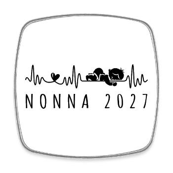 Futura Nonna 2027 Battito Cardiaco in Gravidanza - Viereckiger Kühlschrankmagnet - Weiß - Vorne