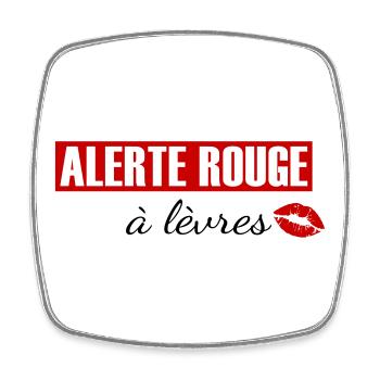 Alerte rouge à lèvres - Magnet carré - blanc - Devant