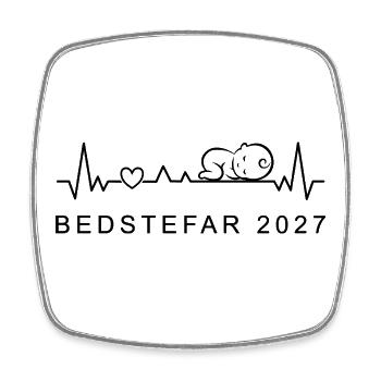Opa 2027 Herzschlag Schwangerschaft Dänisch - Viereckiger Kühlschrankmagnet - Weiß - Vorne