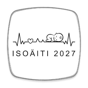 Oma 2027 Herzschlag Schwangerschaft Finnisch - Viereckiger Kühlschrankmagnet - Weiß - Vorne
