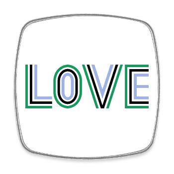 Retro Green Black Blue Tennis Score Love - Square fridge magnet - white - Front