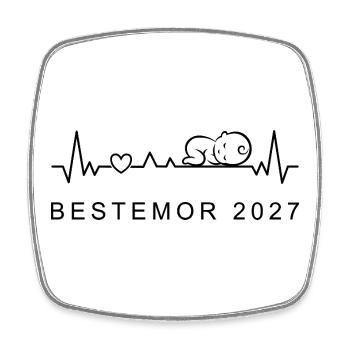 Oma 2027 Herzschlag Schwangerschaft Norwegisch - Viereckiger Kühlschrankmagnet - Weiß - Vorne