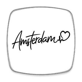 Amsterdam Herzschlag Herz - Viereckiger Kühlschrankmagnet - Weiß - Vorne