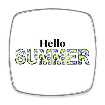 Sommerblüten Schriftzug hello summer - Viereckiger Kühlschrankmagnet - Weiß - Vorne