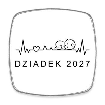 Opa 2027 Herzschlag Schwangerschaft Polnisch - Viereckiger Kühlschrankmagnet - Weiß - Vorne