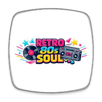 Retro 80s Soul Boombox - Square fridge magnet - white - Front