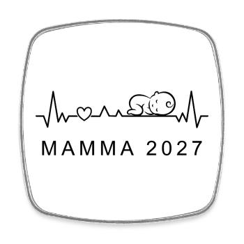 Maman 2027 Battement de cœur Grossesse suédois - Magnet carré - blanc - Devant