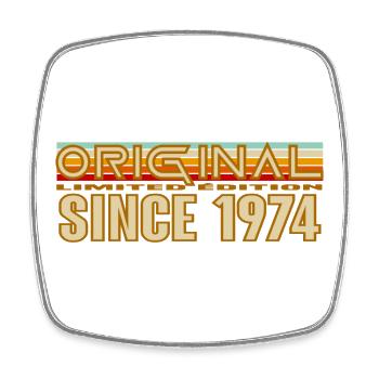 Original 1974 Retro Typography Design - Square fridge magnet - white - Front
