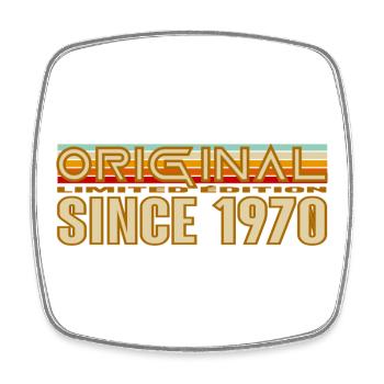 Original seit 1970 Retro-Logo - Viereckiger Kühlschrankmagnet - Weiß - Vorne