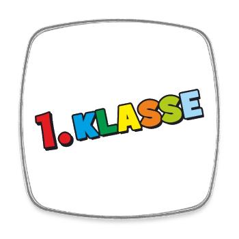 1. Klasse - Bunte Buchstaben Schulanfang Design - Viereckiger Kühlschrankmagnet - Weiß - Vorne