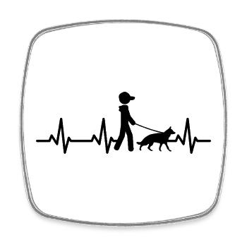 Deutscher Schäferhund Herzschlag - Viereckiger Kühlschrankmagnet - Weiß - Vorne