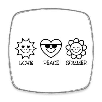 Love Peace Summer - Viereckiger Kühlschrankmagnet - Weiß - Vorne