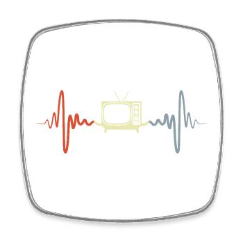 Vintage TV Heart Palpitations - Square fridge magnet - white - Front
